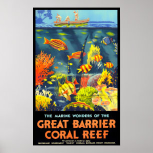 Great Barrier Coral Reef Australia vintage Poster