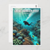 Great Barrier Reef Scuba Diver Briefkaart (Voorkant / Achterkant)