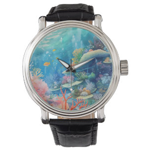 Great Barrier Reef Waterverf Horloge