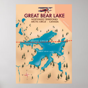 Great Bear Lake, Canada, carte affiche de voyage