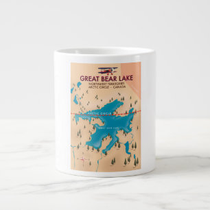 Great Bear Lake, Canada, kaart reisposter kunst Extra Grote Beker