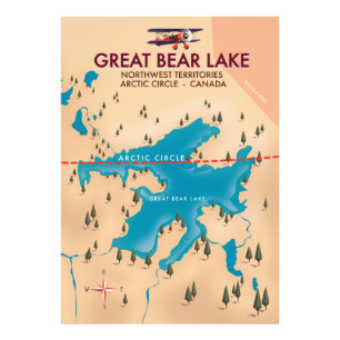 Great Bear Lake, Canada, kaart reisposter kunst Foto Afdruk