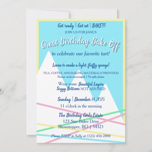 Great Birthday Bake Off Invitation Kaart (Voorkant)