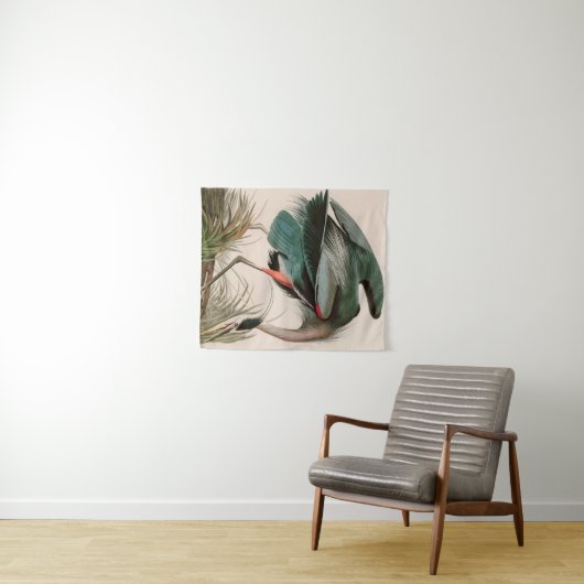 Great Blue Heron Birds of America Audubon Print Wandkleed (In Situ (horizontaal))