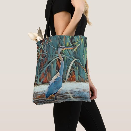 Great Blue Heron Byzantine Art Drawing Canvas tas (Dichtbij)