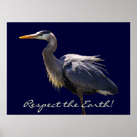 Great Blue Heron Earth Day Poster (Voorkant)