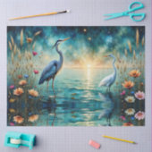 Great blue Heron & Egret flowers in water Tissuepapier (Craft)