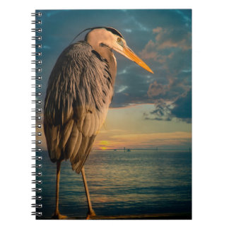 Great Blue Heron en Blue Sunset Notitieboek