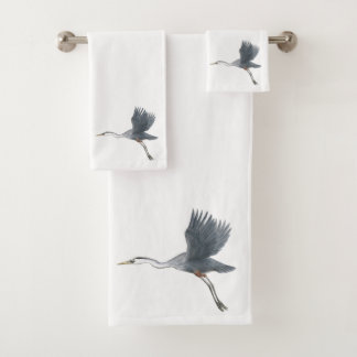 Great Blue Heron Flying Bad Handdoek