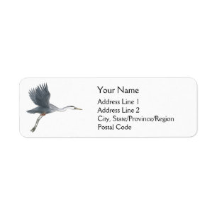 Great Blue Heron Flying Return-adreslabel Etiket