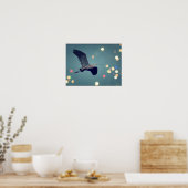 Great Blue Heron in vlucht Poster (Keuken)