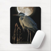 GREAT BLUE HERON & MOON Mousepad Muismat (Met muis)