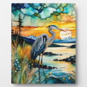 Great Blue Heron Mountain Sunrise Fotoplaat (Voorkant)