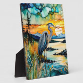 Great Blue Heron Mountain Sunrise Fotoplaat (Zijkant)