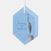 Great Blue Heron op postkeramisch Ornament (Voorkant links)