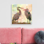 Great Blue Heron Pair Digital Art Canvas afdrukken (Insitu (Woonkamer))