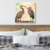 Great Blue Heron Pair Digital Art Canvas afdrukken (Insitu (Slaapkamer))