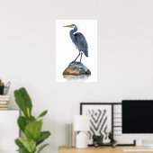 Great Blue Heron Rock Poster (Thuiskantoor)