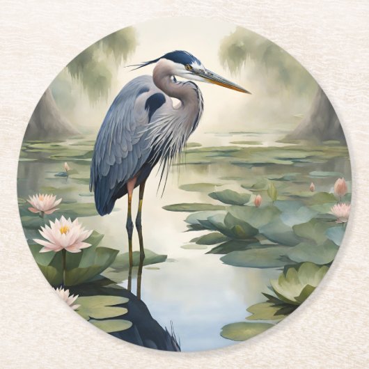Great Blue Heron Ronde Kartonnen Onderzetter (Voorkant)