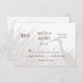 Great Blue Heron silhouette rustige bruiloft RSVP (Voorkant / Achterkant)