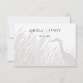 Great Blue Heron silhouette rustige bruiloft RSVP (Achterkant)