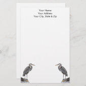 Great Blue Heron Stationery Briefpapier (Voorkant / Achterkant)