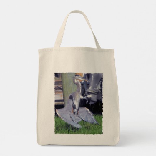 Great Blue Heron sunbathing Tote Bag (Dos)