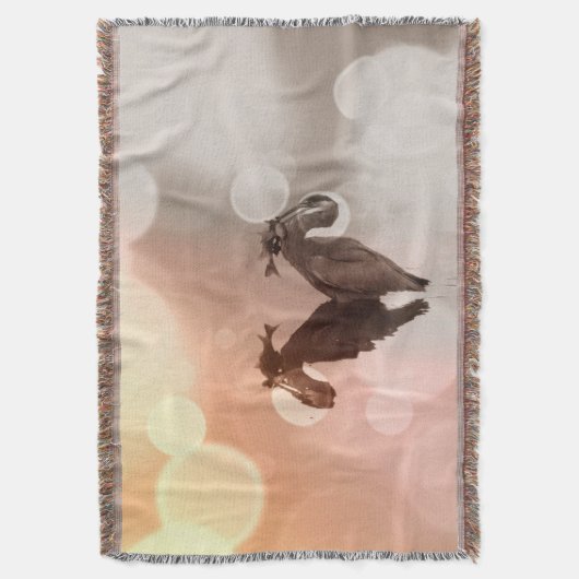 Great Blue Heron Sunrise Reflection Blanket Deken (Voorkant Verticaal)
