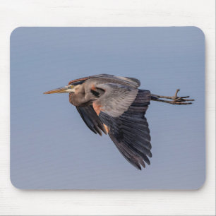 Great Blue Heron tijdens de vlucht Muismat