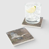 Great Blue Heron tijdens de vlucht Stenen Onderzetter (Zijkant)