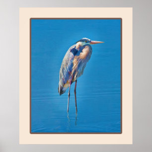 Great Blue Heron Wading at the Pond Poster