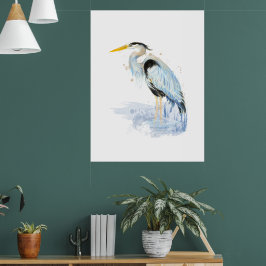 Great Blue Heron Waterverf Bird Art Poster
