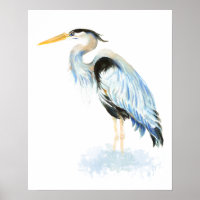 Great Blue Heron Waterverf Bird Art