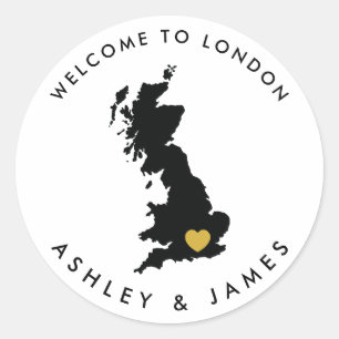 Great Britain Wedding Welcome Sticker, Engeland Ronde Sticker