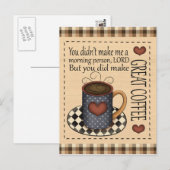 Great Coffee amusant dessin animé carte postale (Devant / Derrière)