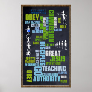 Great Commission Mathew 28 Chalkboard Poster