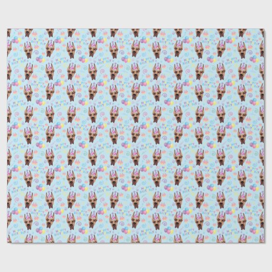 Great Dane Birthday Gift Wrapping Paper Blue Cadeaupapier (Vlak)