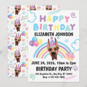 Great Dane Birthday Invitation in White (Devant / Derrière)