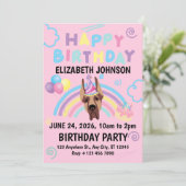 Great Dane Birthday Party Invitation Pink (Debout devant)
