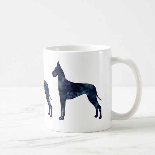 Great Dane Black Waterverf Silhouette Koffiemok (Rechts)