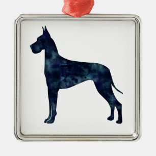 Great Dane Black Waterverf Silhouette Metalen Ornament