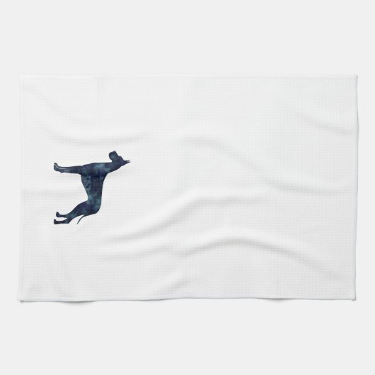 Great Dane Black Waterverf Silhouette Theedoek (Horizontaal)