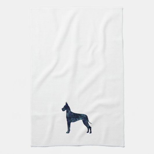 Great Dane Black Waterverf Silhouette Theedoek (Verticaal)