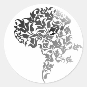 Great Dane Botanische Blad Silhouet Ronde Sticker