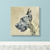 Great Dane (Brindle) schilderen - Oorspronkelijke  Canvas Afdruk (Insitu (Houten vloer))