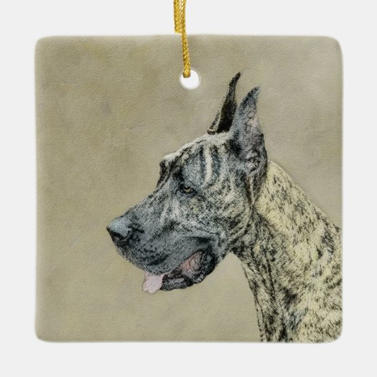 Great Dane (Brindle) schilderen - Oorspronkelijke Keramisch Ornament (Voorkant)