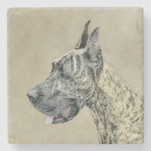 Great Dane (Brindle) schilderen - Oorspronkelijke  Stenen Onderzetter
