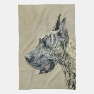 Great Dane (Brindle) schilderen - Oorspronkelijke  Theedoek