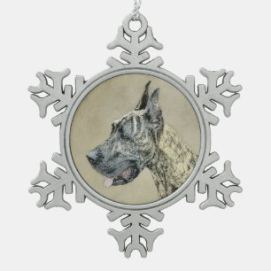 Great Dane (Brindle) schilderen - Oorspronkelijke  Tin Sneeuwvlok Ornament