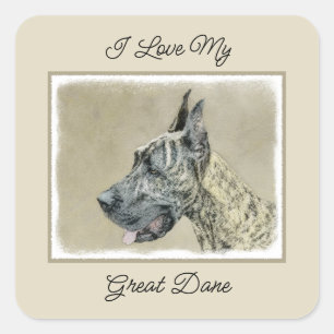 Great Dane (Brindle) schilderen - Oorspronkelijke  Vierkante Sticker